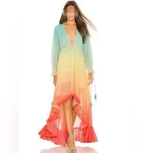 Boho Beach Hut Bohemian Rainbow tiered maxi dress